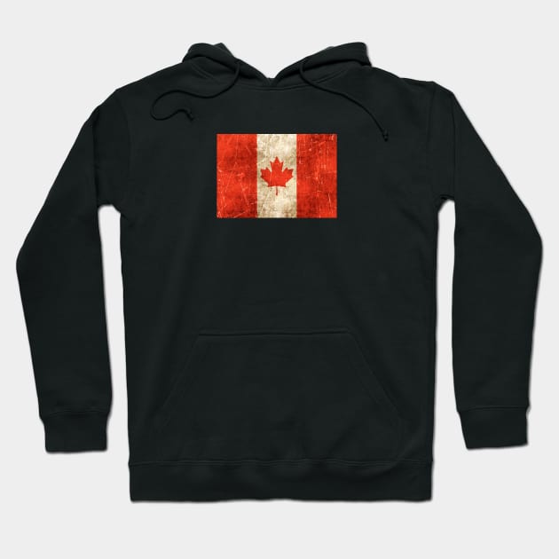 Vintage Aged and Scratched Canadian Flag Hoodie by jeffbartels